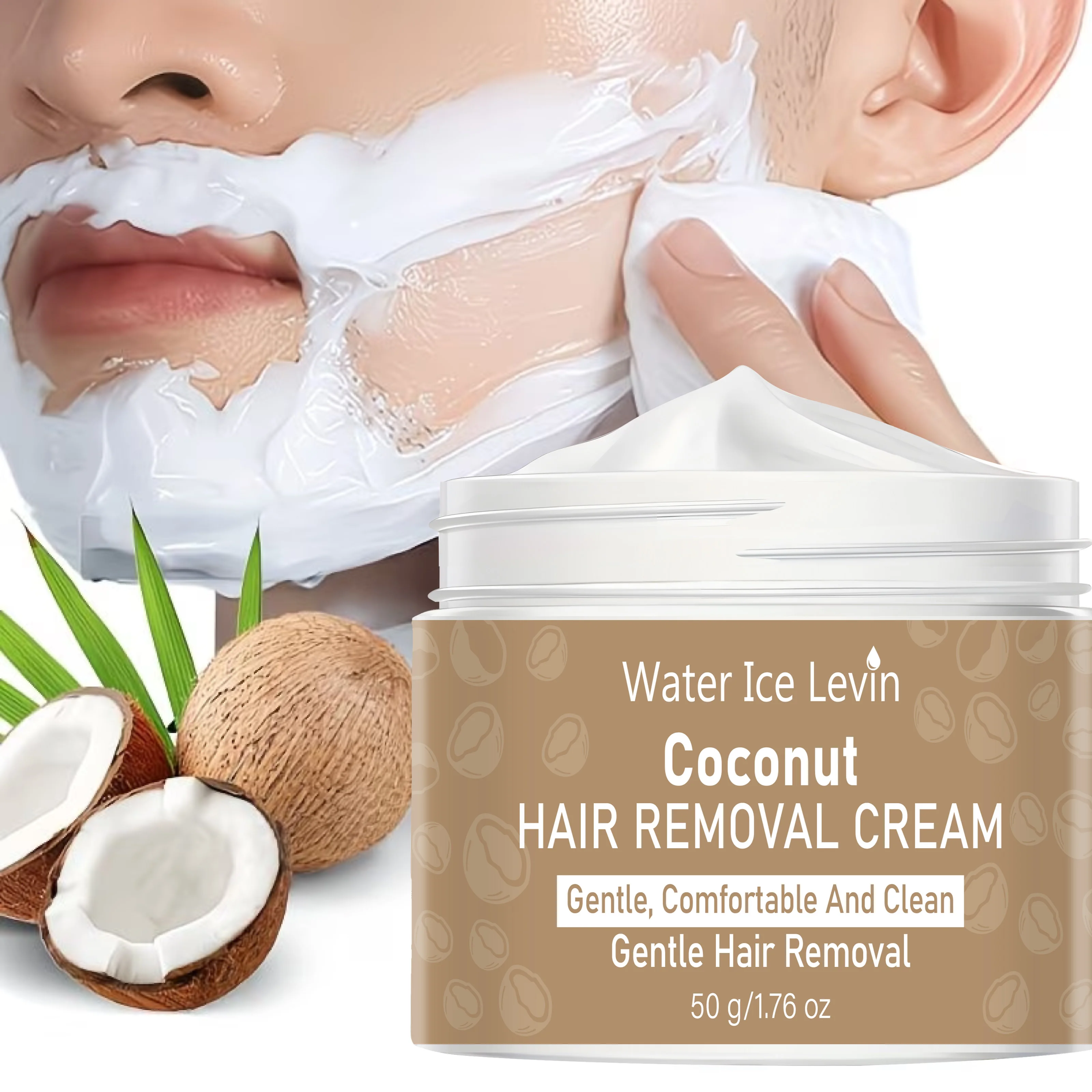 Water Ice Levin Coconut Hair Removal Cream Gentle Comfort Clean Moisturizing Body Depilatory Cream 50g
