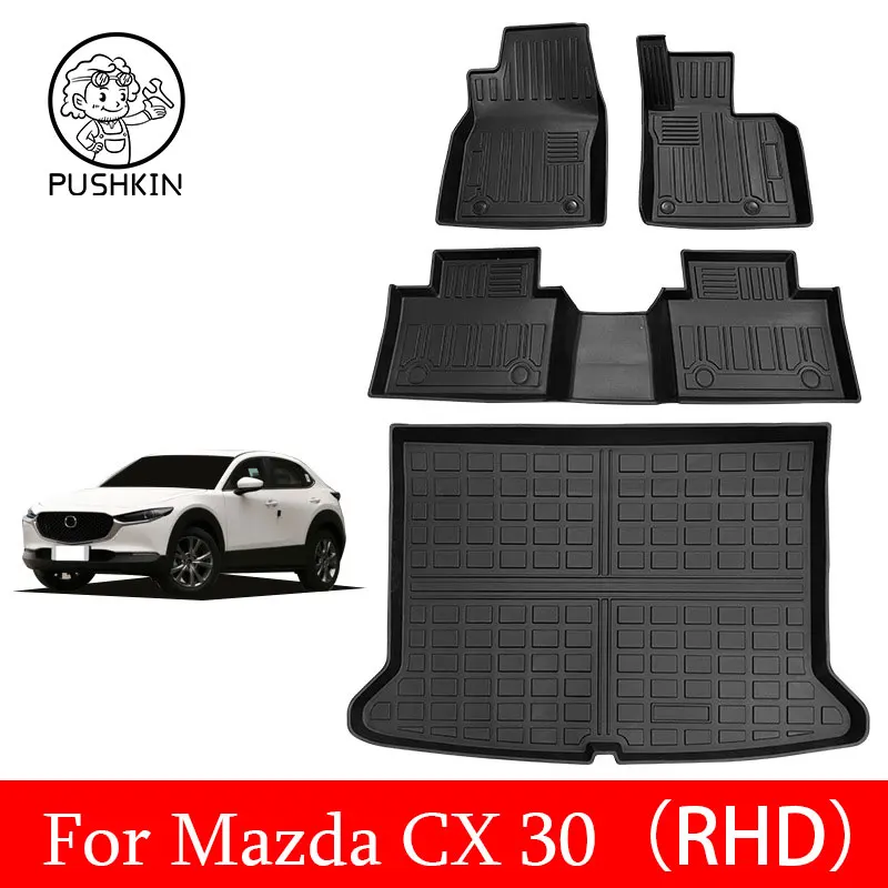 RHD For Mazda CX 30 CX30 2021 2022 2023 Car Floor Mats Carpets Decoration Covers Auto Waterproof TPE Foot Pads Accessories