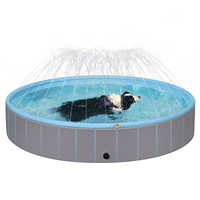 Swimming Pool for Dogs Cats with Water Jet Foldable Portable Bathtub PVC Dog Basin Quick Side Drainage Pet Bath Outdoor Indoor