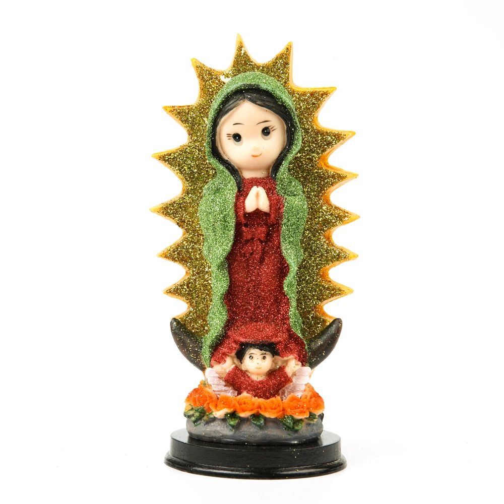 

1Pcs Our Lady of Guadalupe Virgin Mary Resin Colored Statue Catholic Religious Decor
