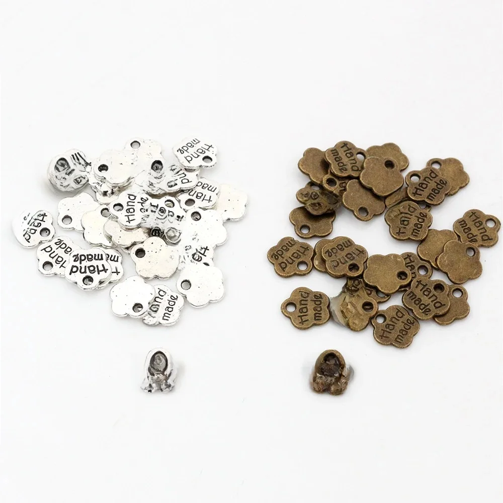 8x8mm 50 sztuk Antique Silver Plated brąz Plated kwiat ręcznie Charms wisiorek: DIY dla bransoletka naszyjnik — zdjęcie 2