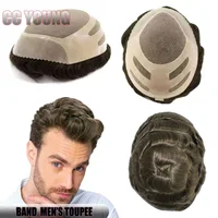 Prótesis Capilar Masculina Estilo Banda de 8x10 Pulgadas con Cabello Humano, Base Fina de Monofilamento y Piel Delgada, Sistema de Reemplazo Capilar Transpirable y Duradero