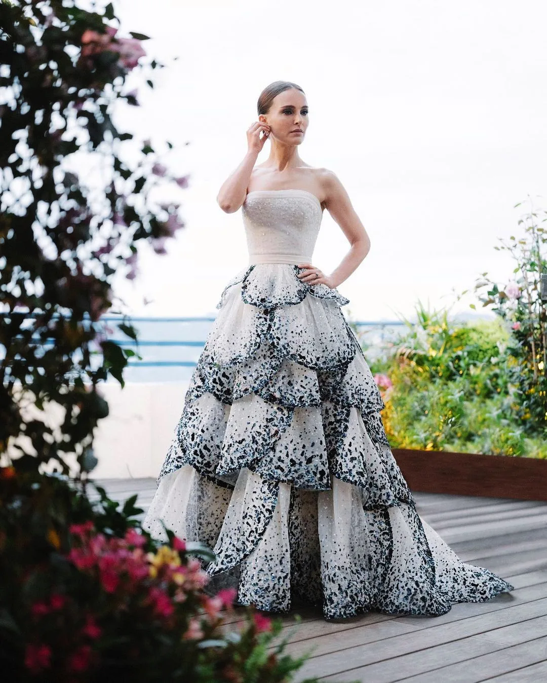 

Sharon Said Luxury Black and White Ball Gown Dubai Ruffles Evening Dress for Wedding Engagement Party Gowns SS290 Customized