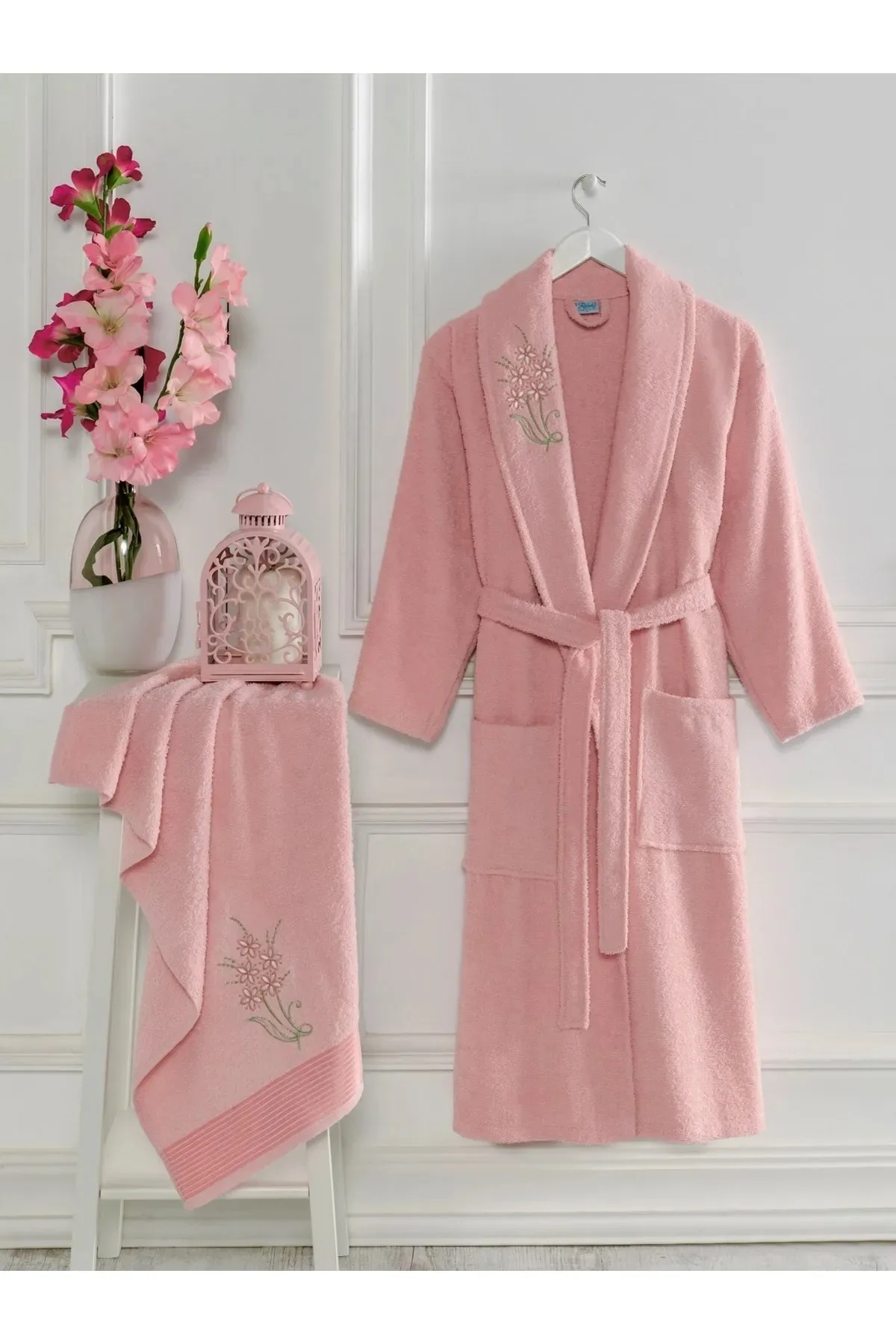 Towel Embroidered Bathrobe Set of 2 Enjoy Luxurious Comfort. Our Product is Produced From 100% Cotton Yarn.