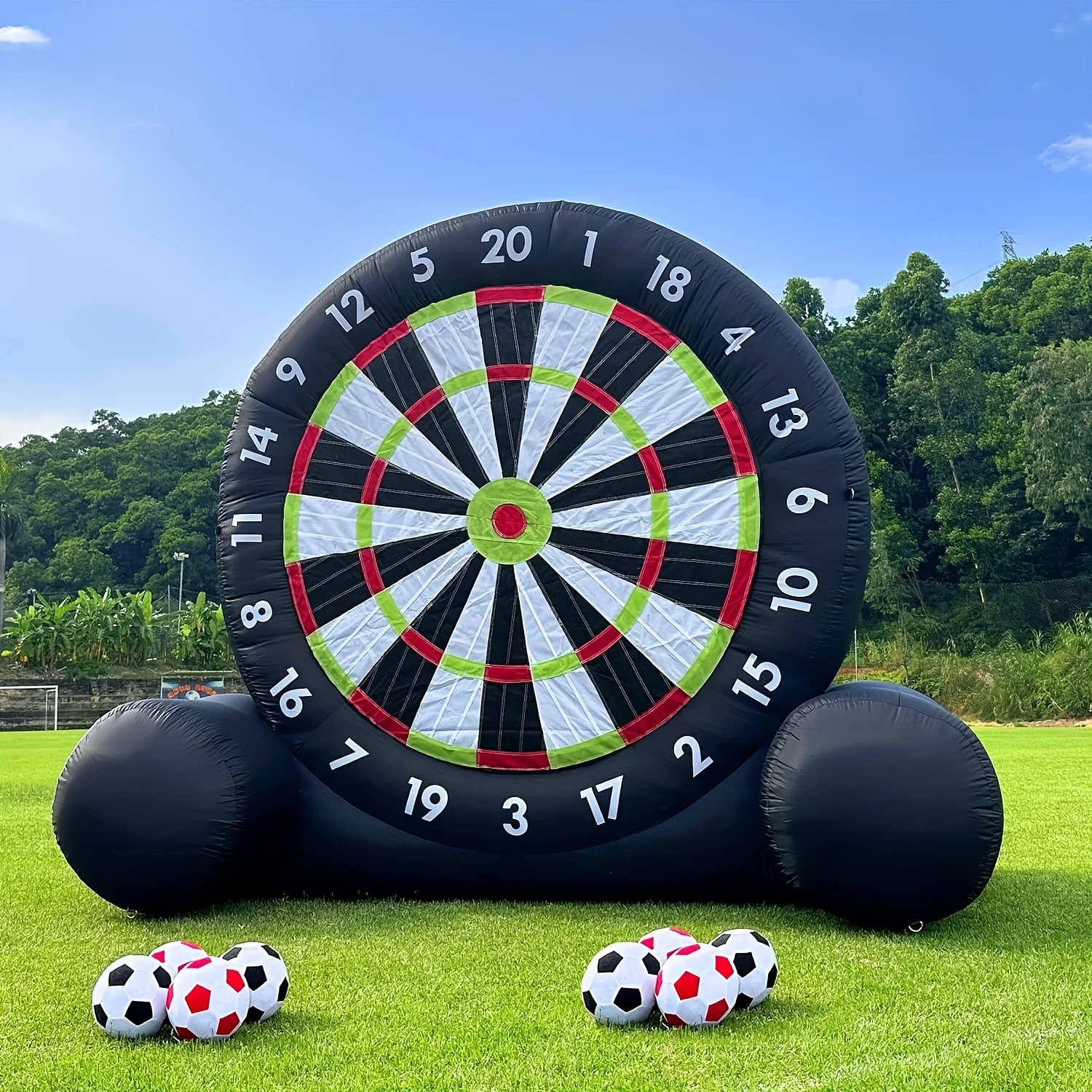 

10ft/3m Giant Outdoor Inflatable Soccer Darts Board 8pcs Soccer Ball&370W Blower&Support Frame for Kick Dartboard Sport Game