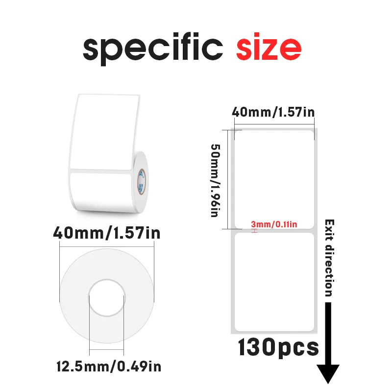 KAYSION 40x50mm White Rectangle Thermal Sticker Paper DIY Label Sticker for Phomemo M110 M120 M220 M221 M200 Printer