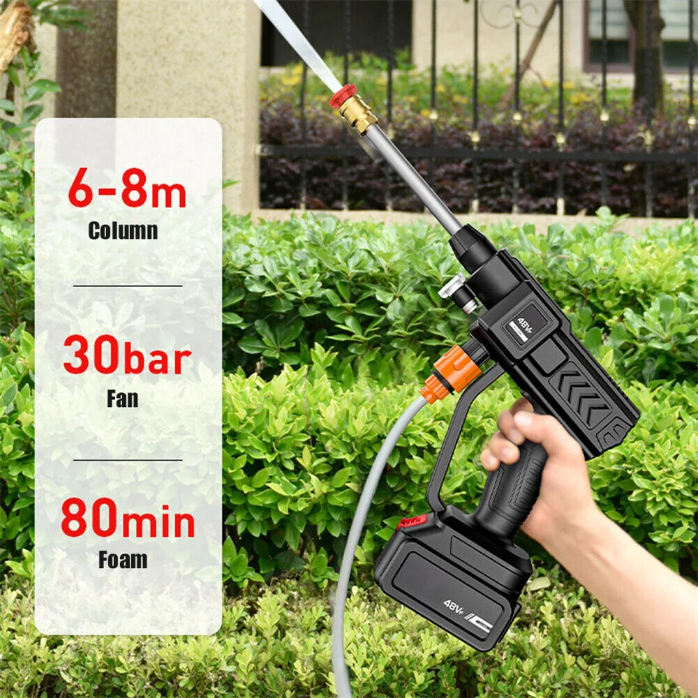 48V Cordless High Pressure Water Gun 20000mAh 30BAR 700W Spray Car wash Tool House Portable Rechargeable Water Gun Machine