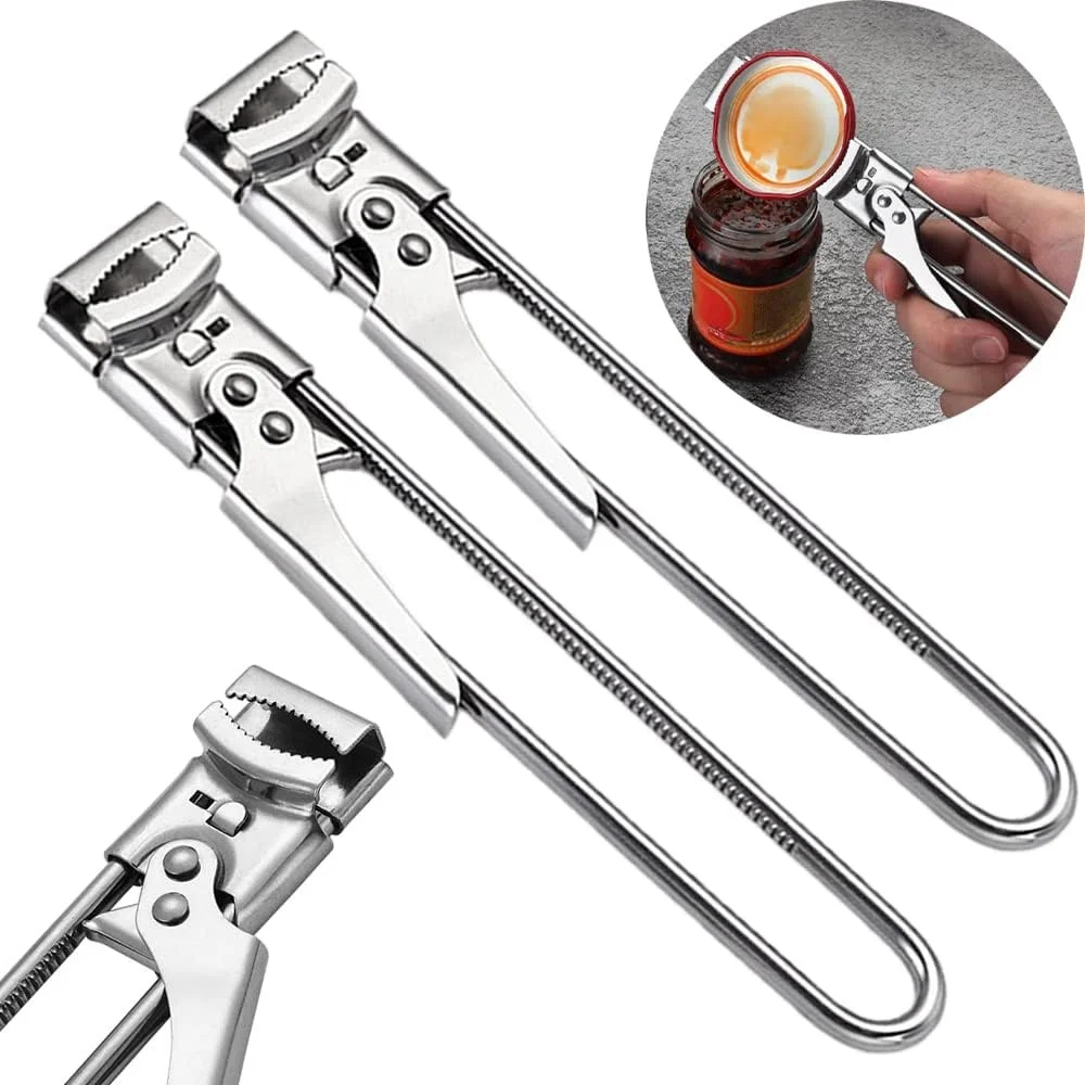 1/2pc novo abridor de latas de aço inoxidável antiderrapante abridor de garrafa ajustável multifuncional abridor de latas de aço inoxidável