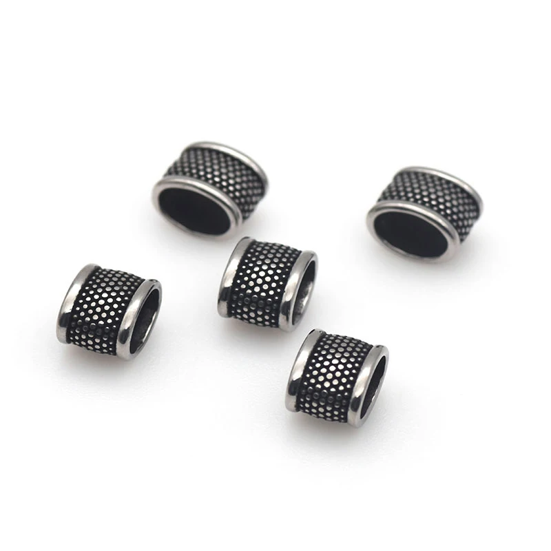 10 قطعة الفولاذ المقاوم للصدأ المنزلق الخرز النقاط البيضاوي فضفاض خزر عازل الشريحة سحر ل الجلود سوار صنع المجوهرات DIY بها بنفسك اكسسوارات