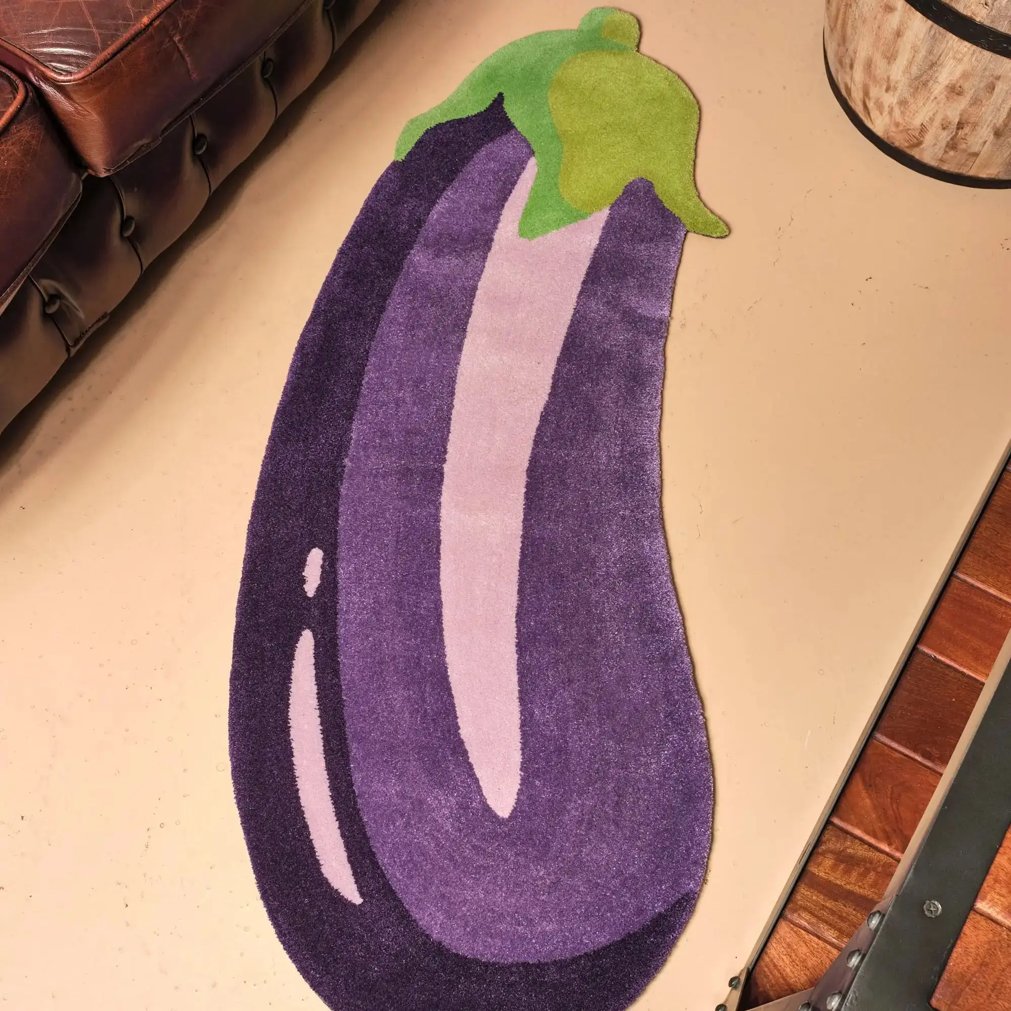 Purple Eggplant 3D Rug Printing Technology Simple Housewarming Gift Handmade Non-Slip Decorative Carpet