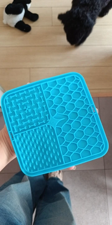 Customer review photo for Dog Lick Mat with Suction Cups