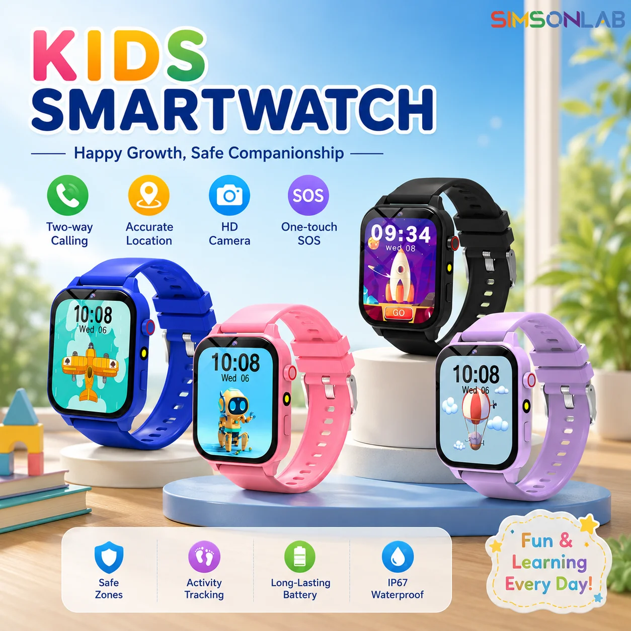 Kids Smartwatch Game Flashlight Toy Waterproof Electronics T