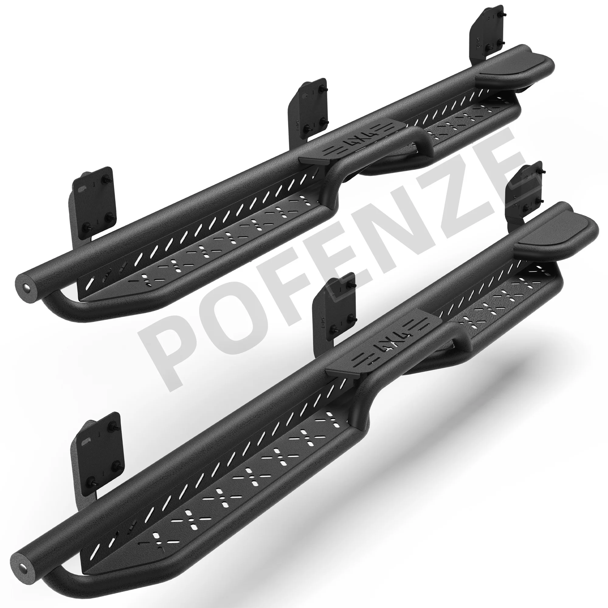 

Rust Protection Side Step, Running Boards for 1999-2016 Ford F250 SuperCrew 4-Door - 2 Stairs Black Coated Carbon Steel Nerf Bar