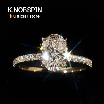 KNOBSPIN 1/2/3ct D Renk Oval Kesim Mozanit Yüzük S925 Ayar Gümüş Kaplama 18 k Beyaz Altın Düğün Nişan Yüzükleri Kadınlar Için