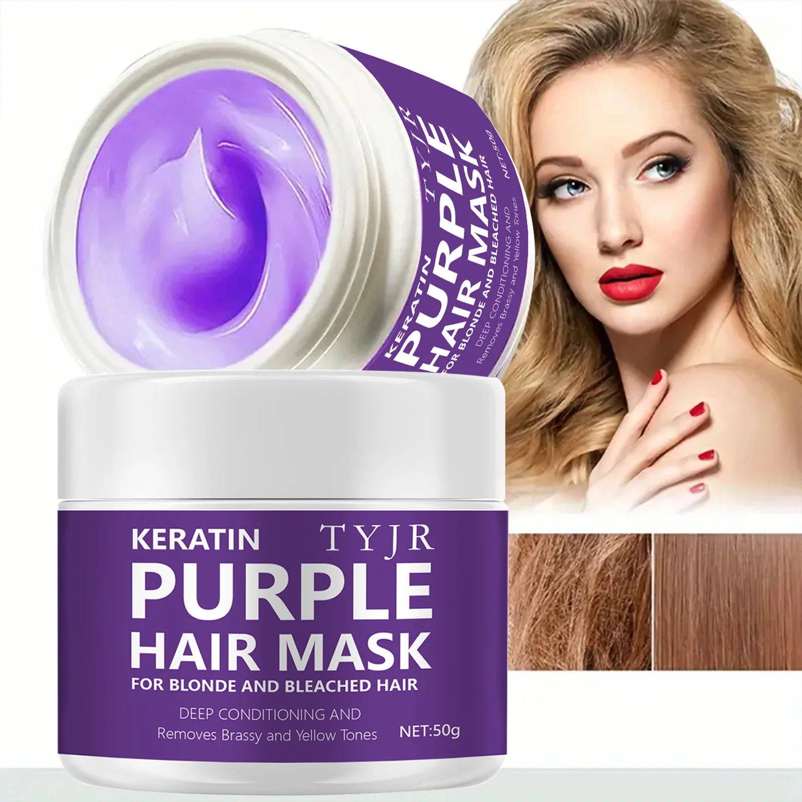 purple Keratin Hair Mask for Damaged Hair 5-Second Repair Damaged Curly Hair Smoothing Nourishing Straightening Hair Treatment