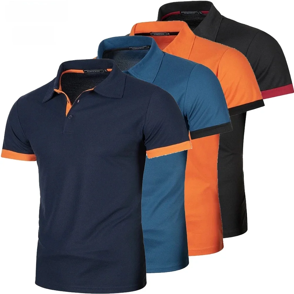 Nowa męska koszulka polo z krótkim rękawem w jednolitym kolorze Streetwear Lekkie koszulki z klapami dla mężczyzn Letnie topy sportowe do biegania — zdjęcie 2