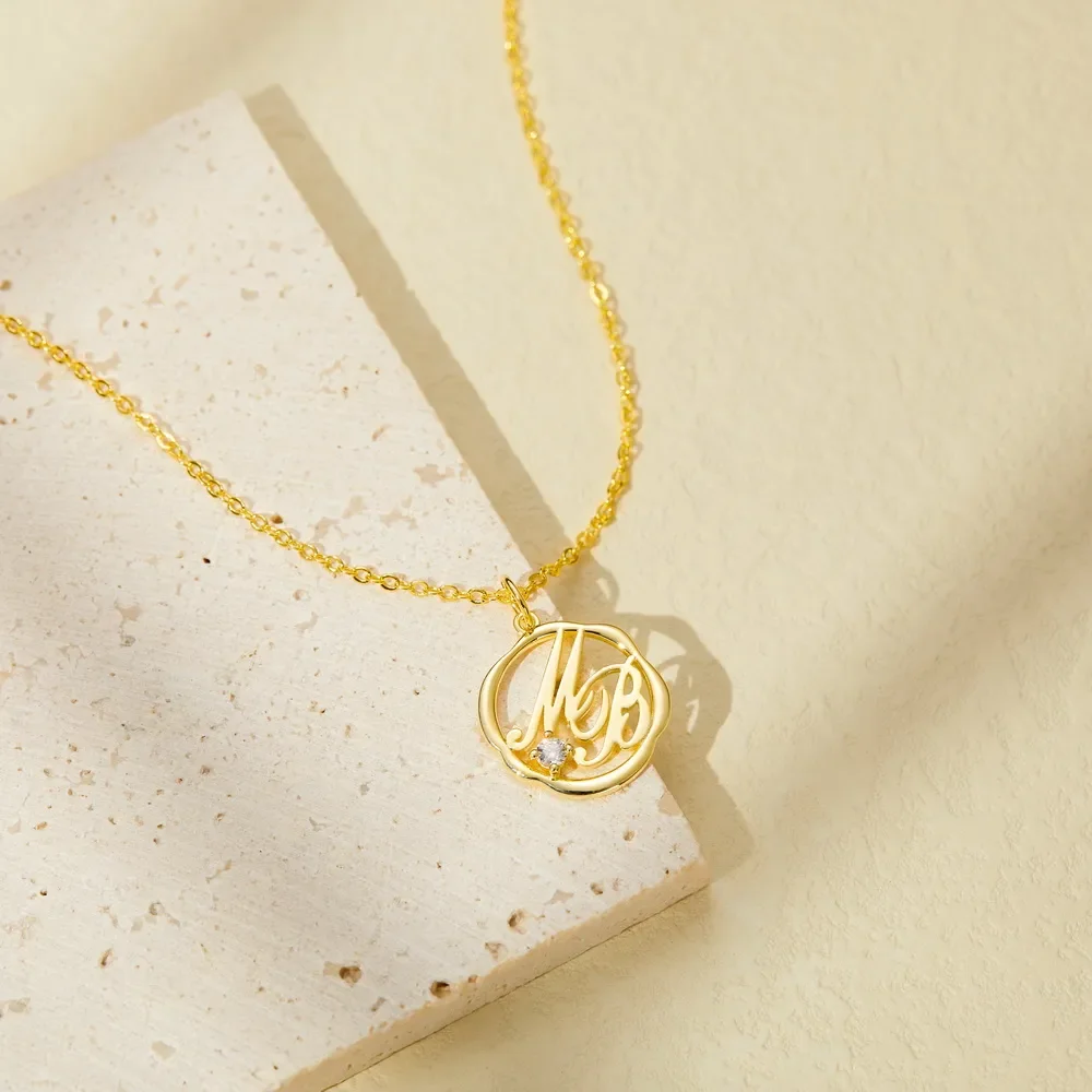 

Personalized Name Necklace Customized Zircon Letter Pendant High Quality 18K Gold-Plated Jewelry Lovers Daily Wear Best Friend