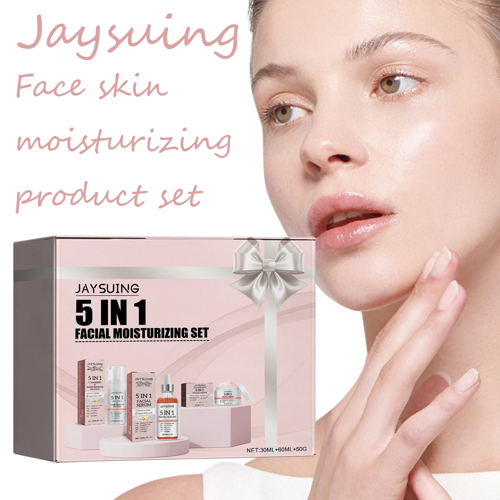

Jaysuing Nicotinamide Facial Moisturize Set Deep Nourishing Glowing Tone Firming Skin Smoothing Anti-aging Face Care Gift Set
