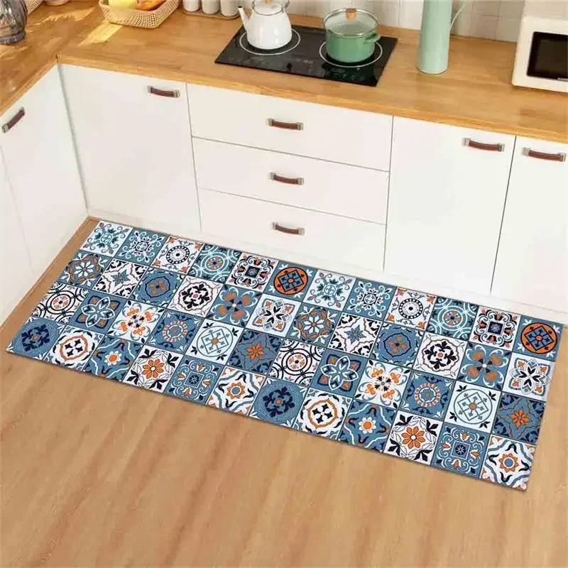 Küche PVC Boden matte langen Streifen Teppich Home Decoration Retro Fliesen muster wasserdichte Fuß