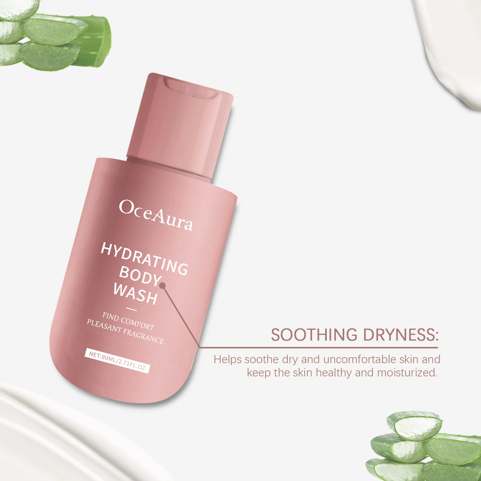 Oceaura-loción de baño corporal calmante, 80ml, fragancia fresca duradera, hidratante, exfoliante, lavado corporal, Control de aceite, loción de suciedad limpia