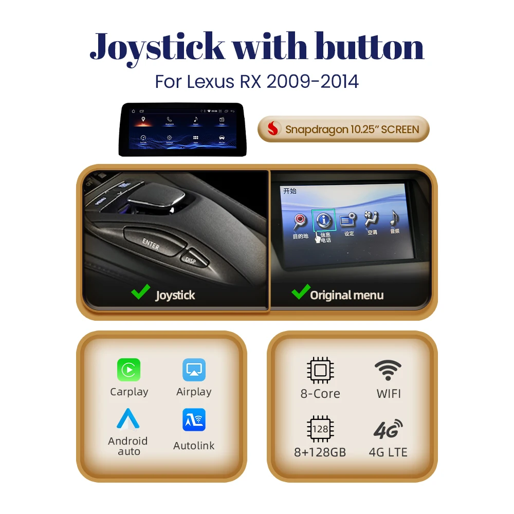 BONROAD 12.3 inch Android 14 Autoradio Multimedia Speler Draadloze Carplay Voor Lexus RX RX270 RX350 RX450 RX200T RX450H 2009-2015