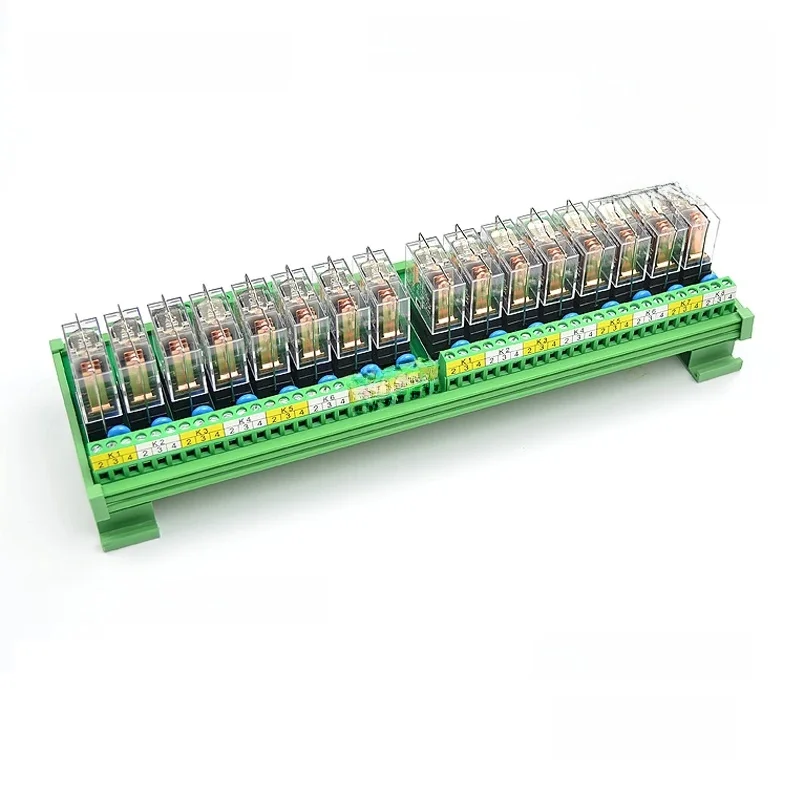 16 kanałów 1NO + 1NC, 1 SPDT moduł przekaźnika interfejsu do montażu na szynie DIN z G2R-1-E 16A wejście DC 12V 24V PNP NPN kompatybilny — zdjęcie 2