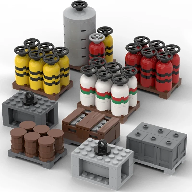 MOC Brandstof Gas Tank Bouwstenen Kit Wijnvaten Goederen Container Heftruck Bakstenen Speelgoed Jongens Cadeau - afbeelding 2