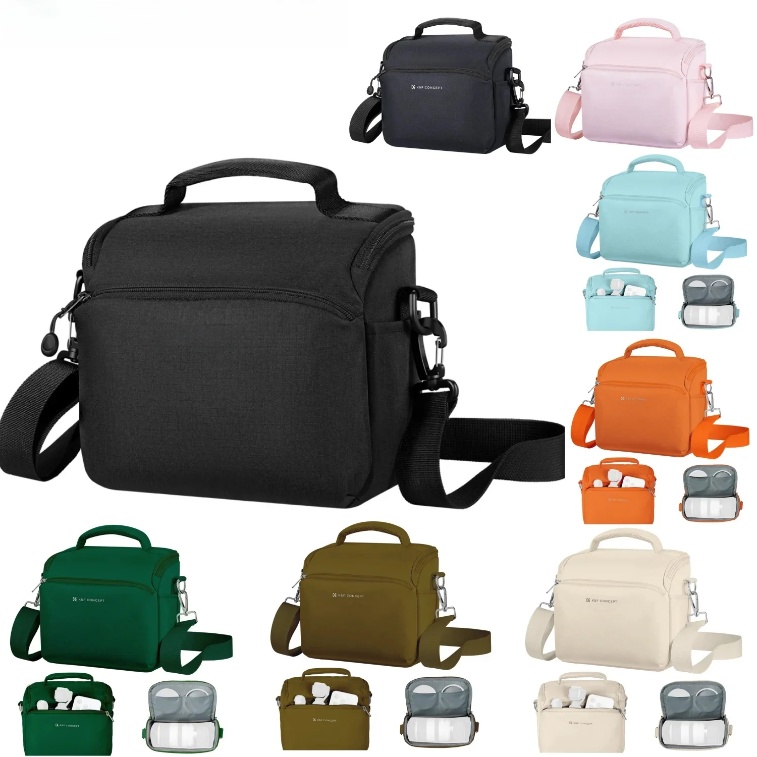 Torba fotograficzna K&F CONCEPT do noszenia na zewnątrz, wodoodporny plecak na ramię, futerał na lustrzankę DSLR/SLR, torba na Instax mini 12 — zdjęcie 2