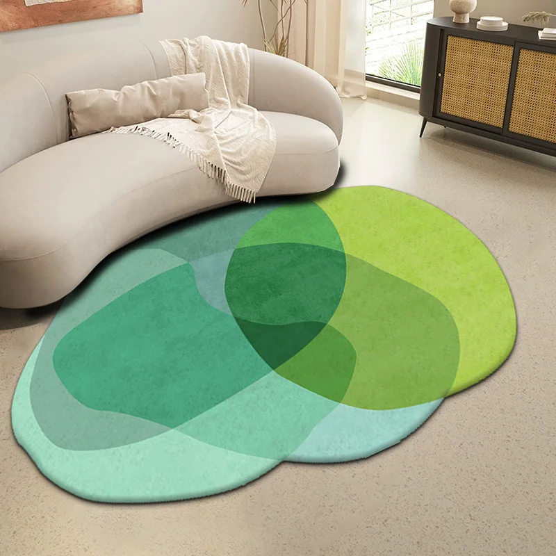 

Special Shaped Nordic Carpet Rug Cashmere Shag Carpet For Living Room Bedroom Home Decor Gradient Green Irregular Rug Sofa Area