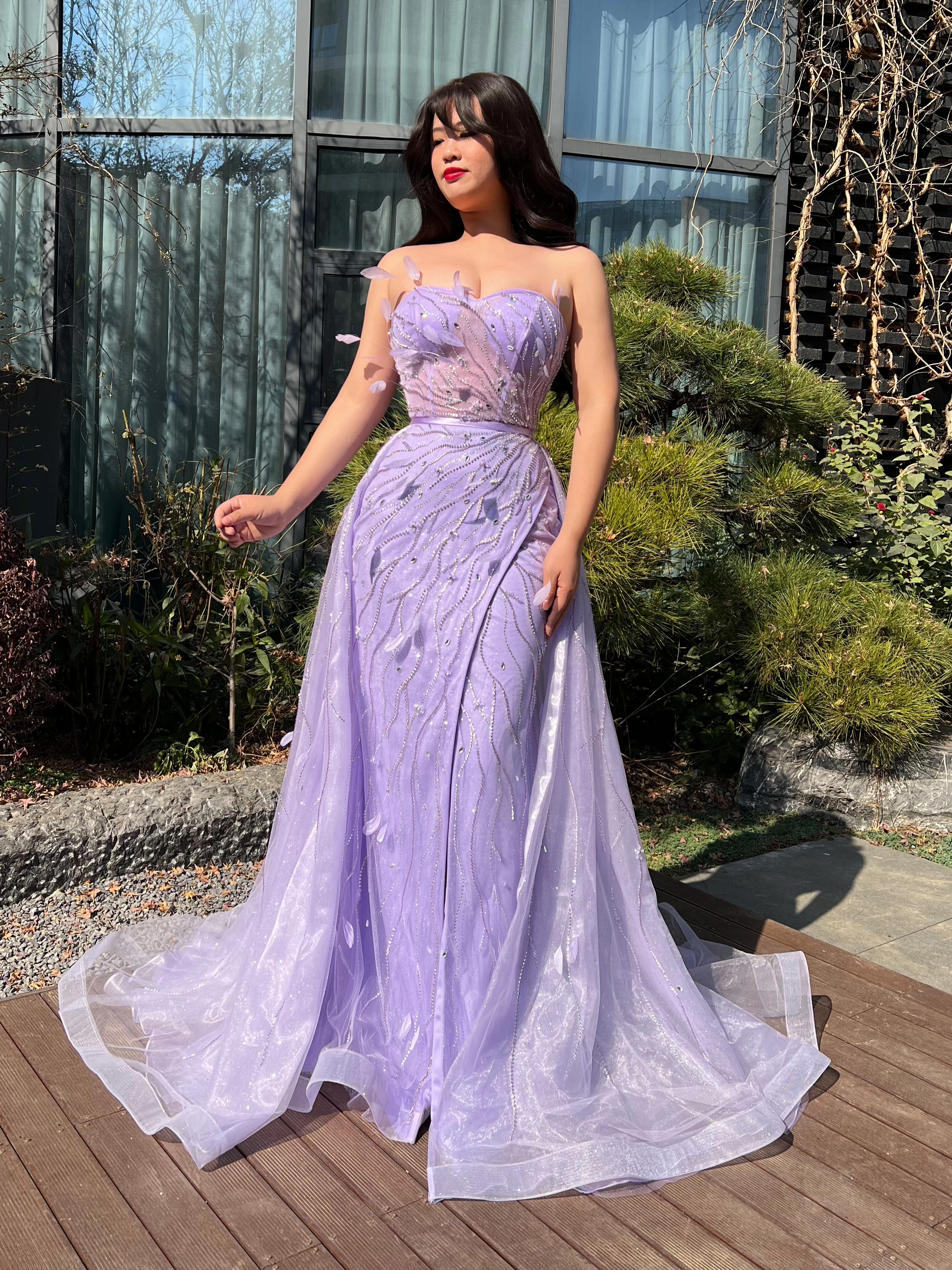 

Shalimar Zhang Purple Gowns Fashion Ladies A-Line With Diamond Luxury For Women Wedding Party Graduation Customized