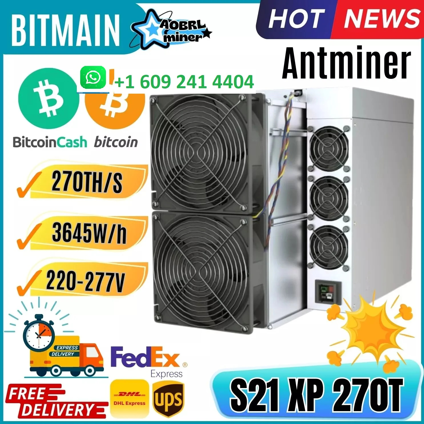 ST JANUARY РАСПРОДАЖА СОВЕРШЕННО НОВЫЙ Bitmain Antminer S21 XP 270T 3650W Bitcoin Miner БЕСПЛАТНАЯ ДОСТАВКА