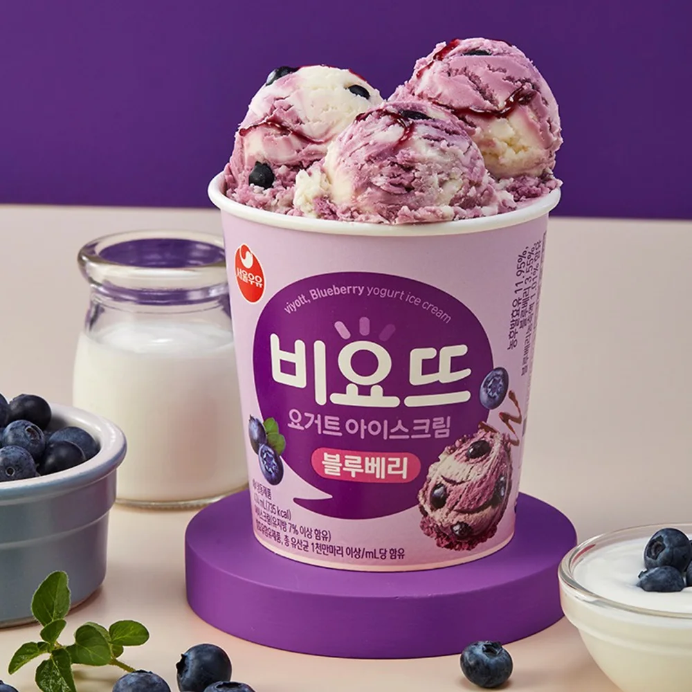 Seoul milk Non-yoil yoil oil ice cream large capacity 3 flavors chocolate ball + strawberry flavor + blueberry flavor