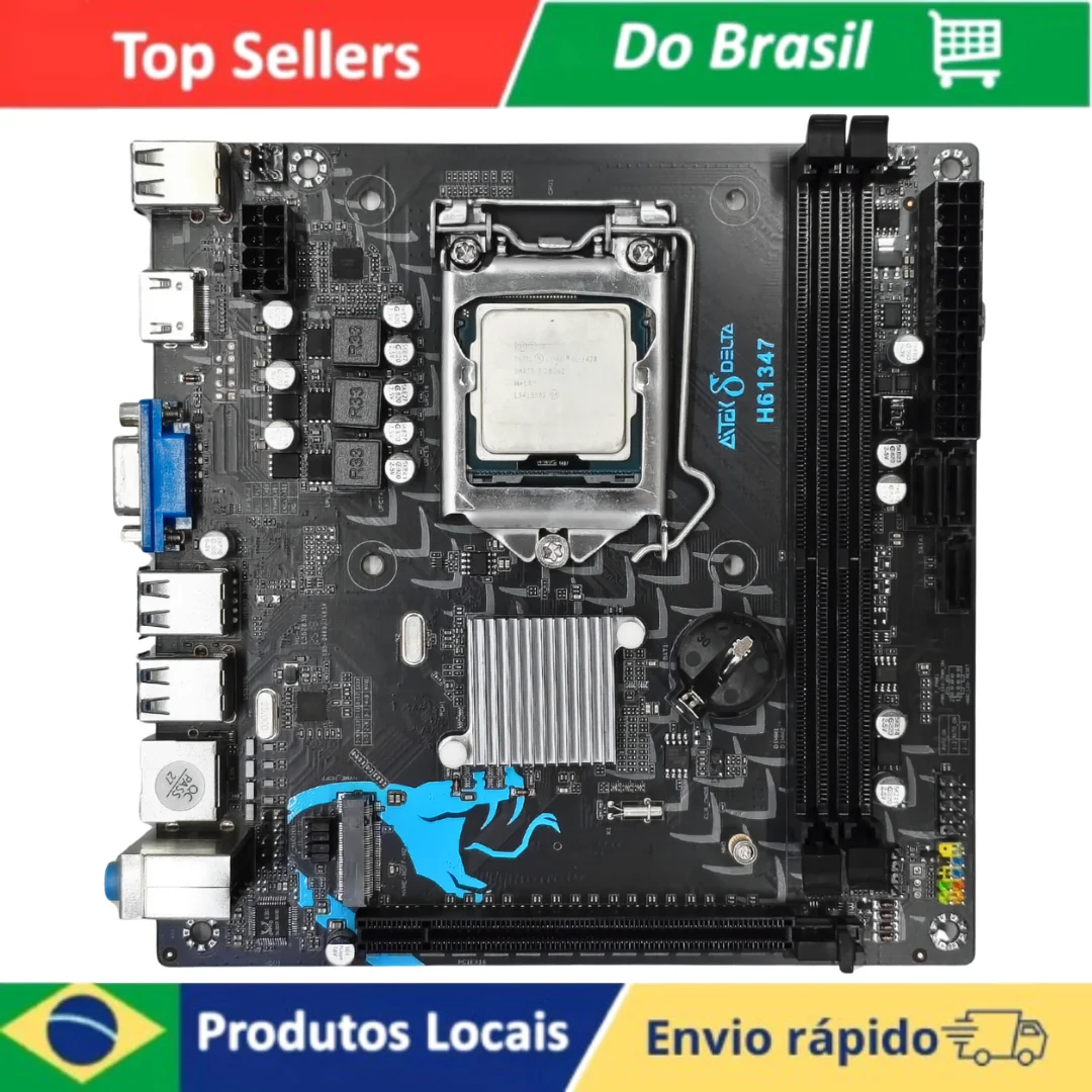 Kit Placa Mae Micro ATX Chipset H61 E Processador Intel Core i5 3470 3.20GHz HDMI VGA DDR3 16GB SATA M2