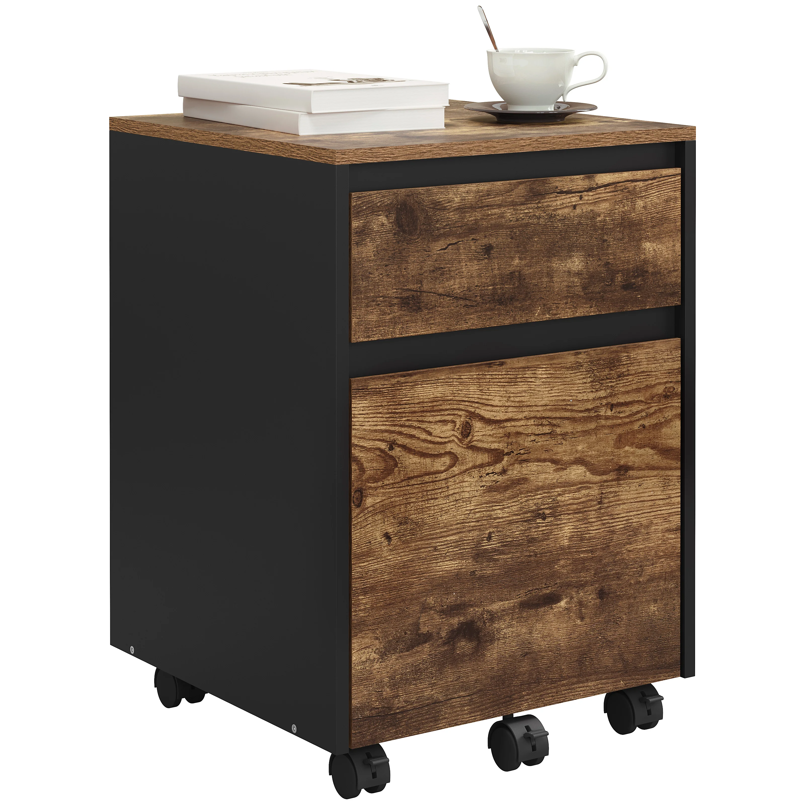 Rolling Filing Cabinet  Container with 2 Drawers Printer Cabinet Mobile Office Cabinet Desk Base  on Wheels for Home