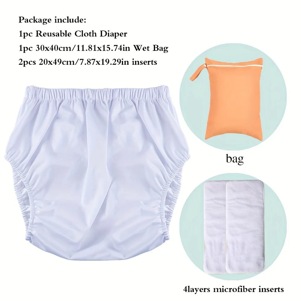 طقم سراويل Ai2 4 قطع قابلة للغسل وإعادة الاستخدام للبالغين مانعة للتسرب - 1 سروال + 2 وسادات من الألياف الدقيقة + 1 حقيبة تخزين، للجنسين #2