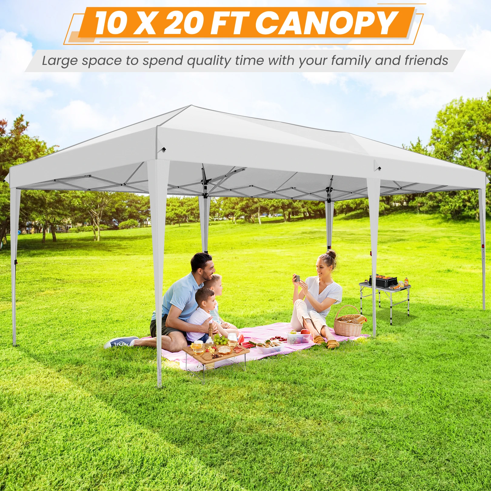 3x6m Pop-up Gazebo Foldable Party Tent with 6 Sidewalls, Easy Assembly for Weddings, Commercial Use, UV50+ Protection Steel Frame