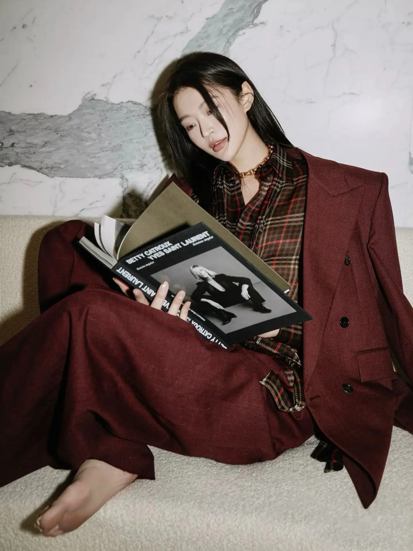 Elegant autumn minimal fashionable women's wool pants suit