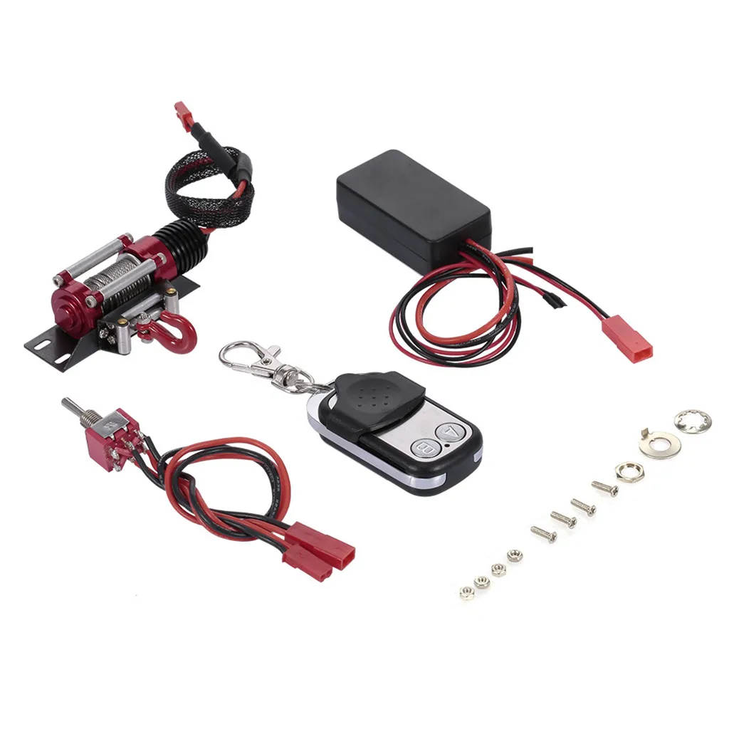 1/10 Scale RC Model Vehicle Crawler Cars Accessory Wired Automatic Simulated Metal Winch for 1/10 TRX4 TRX6 SCX10 Axial Redcat