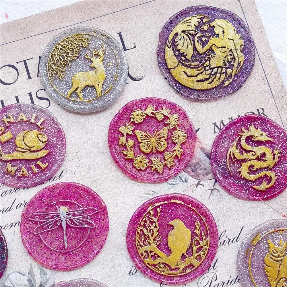 Timbres de sceau de cire d'animaux, ours, lapin, escargot, courrier, abeille, papillon, loup, renard, baleine, sirène, Dragon, dinosaure