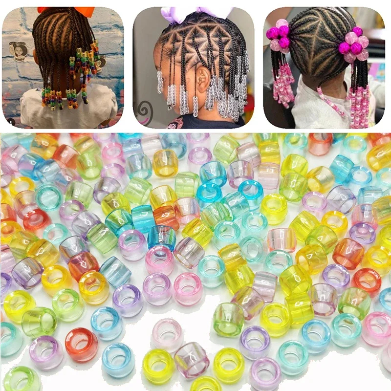 100Pcs/lot Mix Color Hair Braid Beads Decoration Pendants Clear African Hair Bead 4mm Large Hole Hair Clips for Braids Styling — zdjęcie 2