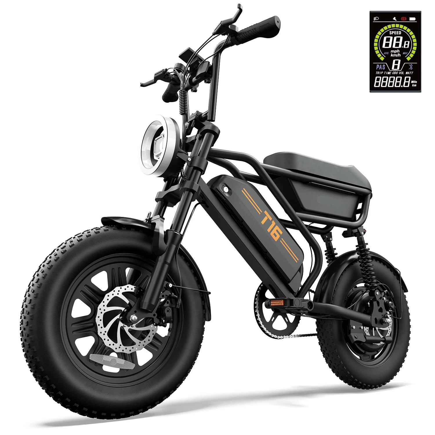 16 inch x 3 inch dikke banden E-bike Peak 1000W elektrische mountainbike met 48V 15.6Ah 7-versnellingen uitneembare accu