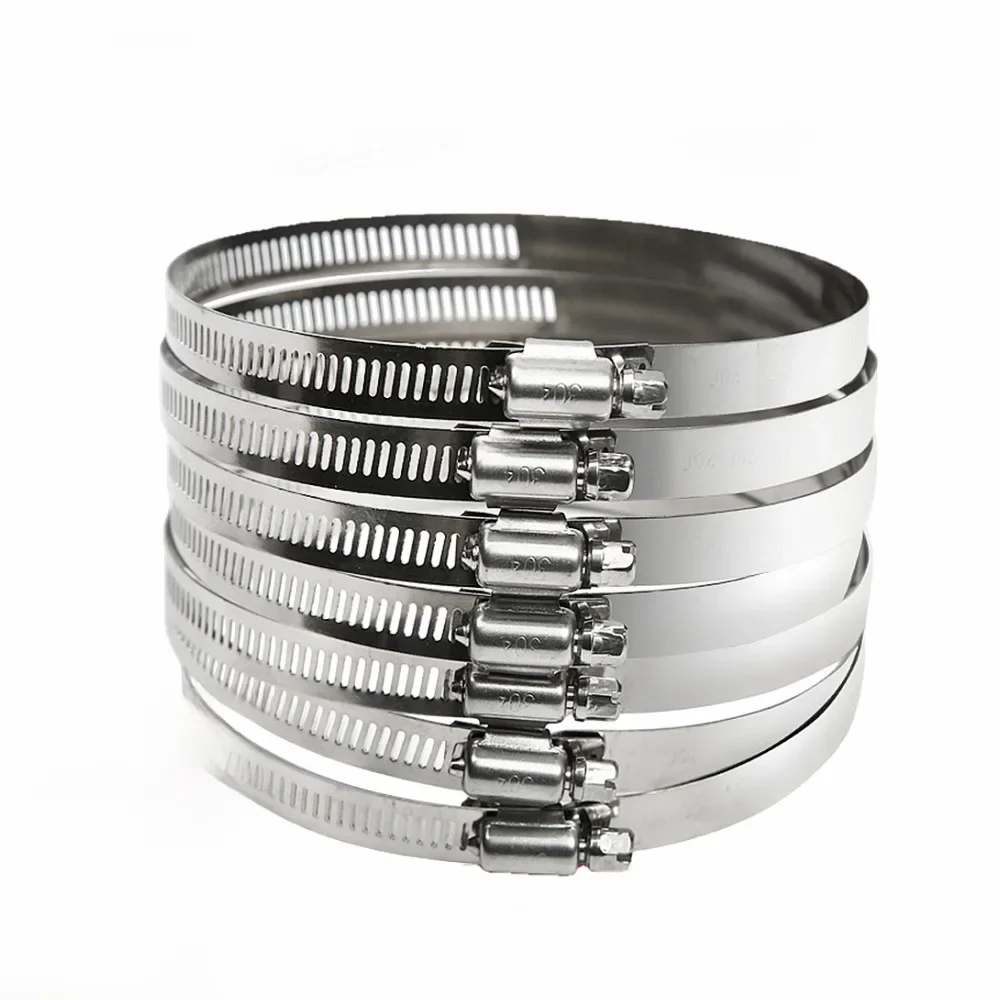 Colliers de serrage robustes en acier inoxydable, 5 pièces, 8mm-700mm, colliers de serrage pour tuyaux de carburant de voiture, entraînement à vis sans fin, Anti-oxydation Durable