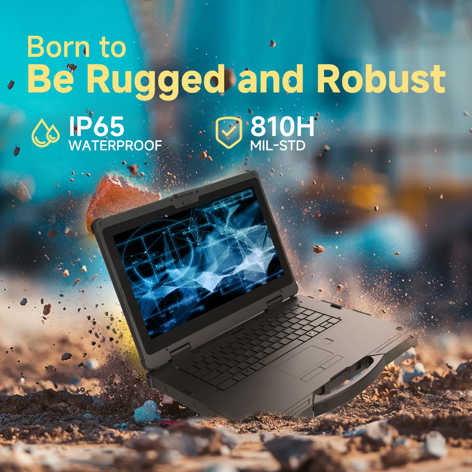 كمبيوتر محمول ONERugged Rugged N14M، 14 بوصة Windows 11 Pro Ultra 7، كمبيوتر محمول صناعي 32 جيجابايت + 256 جيجابايت، يدعم التبديل السريع - كمبيوتر AI