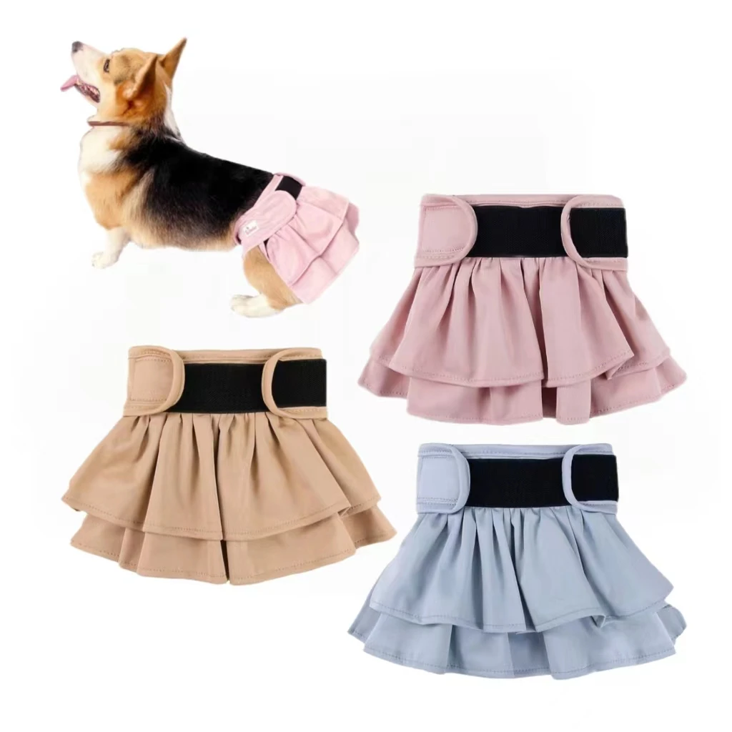 Washable Female Dog Diaper Cute Skirt Styling Pet Shorts Panties Reusable Leak Proof Nappy Belly Band Wrap Diapers for Puppy