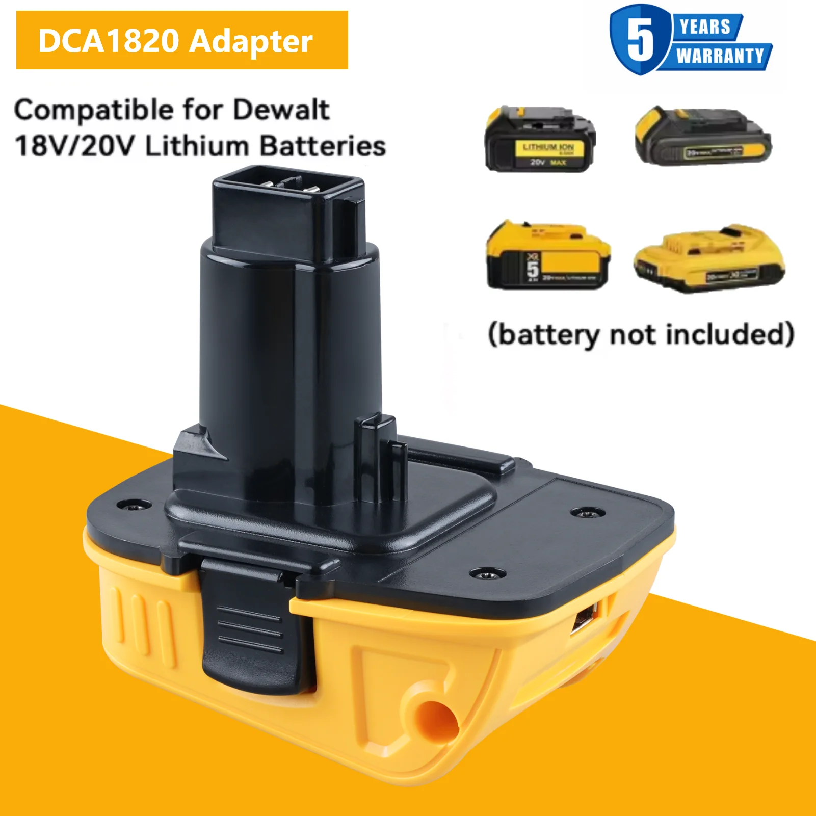 

20V Battery Adapter DCA1820 for Dewalt 18V Tools Convert Dewalt 20V Lithium Battery for DC9096 DE9098 DE9096 with USB