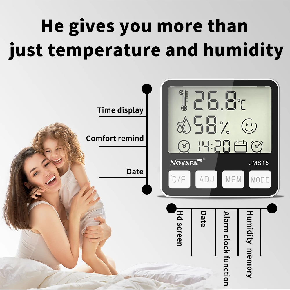 NOYAFA Mini Thermometer Hygrometer LCD Digital Temperature Humidity Gauge Sensor Weather Station  Meter For Indoor Home Tool