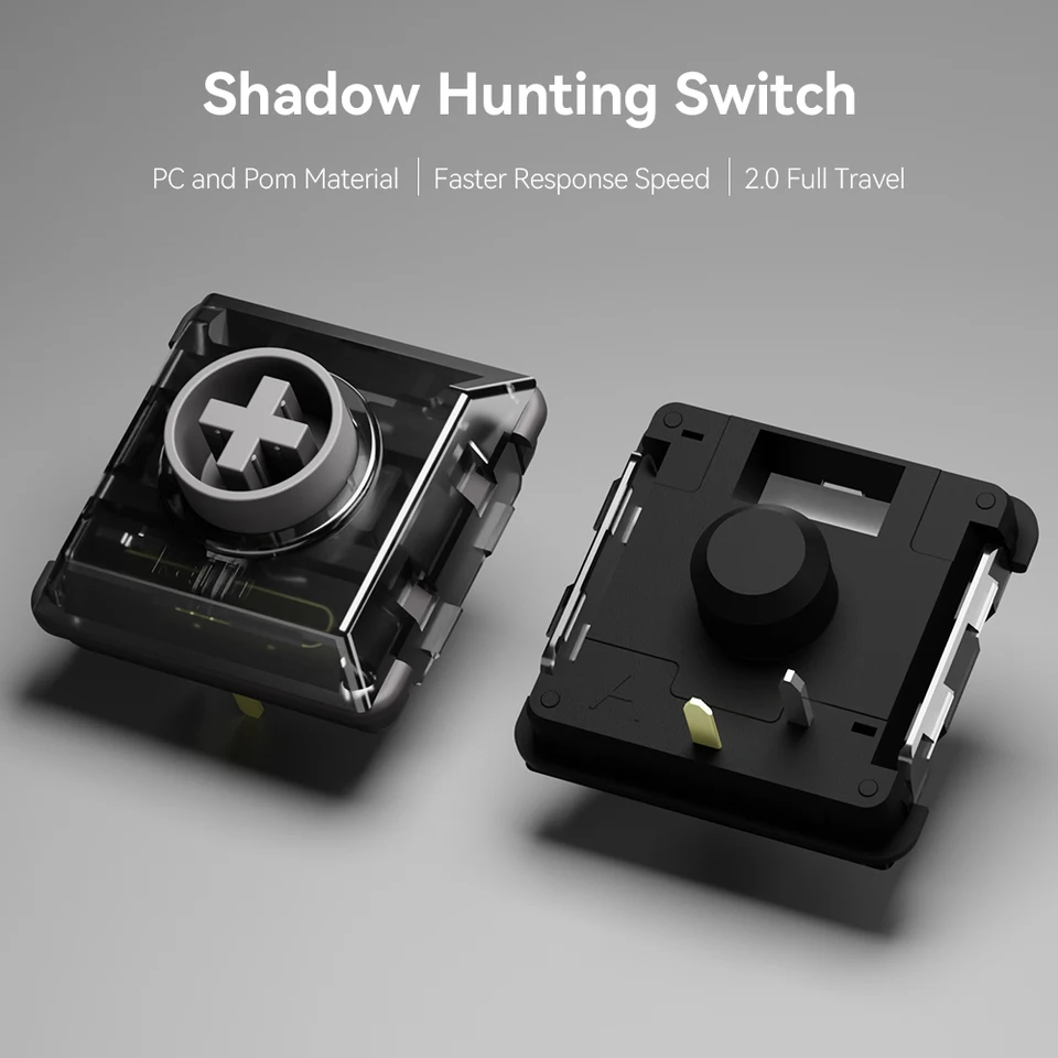rushbox shadowhuntingスイッチ装備済み Kailh-ハンティングスイッチ,ロープロファイルシャドウ,レバーレス