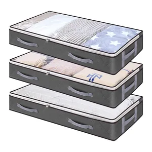 透明な窓の下にあるベッド収納容器の下に折りたたむおもちゃの主催者と衣類収納バッグクローゼット収納ビン おもちゃのための10の最高の販売ストレージボックス-10