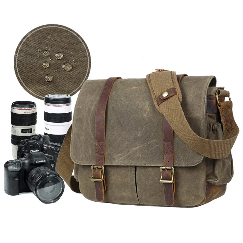 LXH wodoodporna torba na aparat fotograficzny na ramię wielofunkcyjna torba na aparat DSLR torebka na aparat Nikon Canon Sony Fuji DSLR Vintage — zdjęcie 2