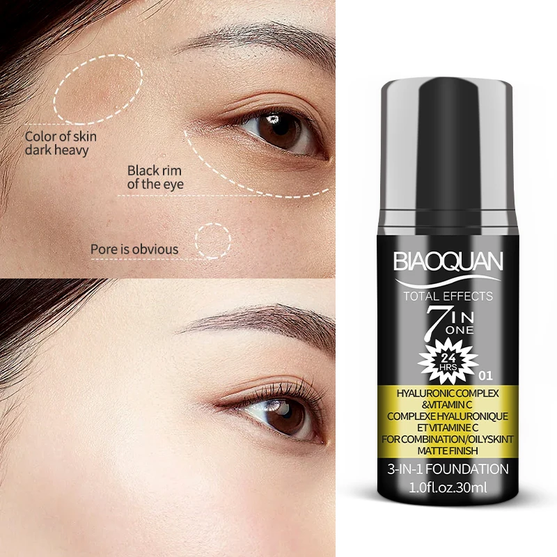 30 มล./20 ม./10 มล. รองพื้นเนื้อบีบีครีมธรรมชาติ ช่วยให้ผิวขาวกระจ่างใส พร้อมกันแดด ติดทนนาน กันน้ำ ปกปิดริ้วรอย ปรับผิวให้สว่างใส